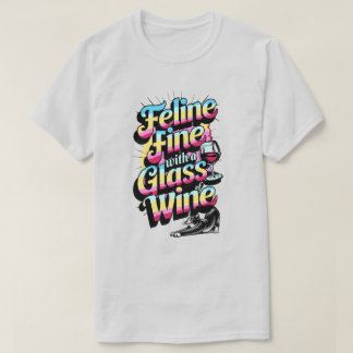 Kattdjur Bra med ett glas Vin Cat T-Shirt