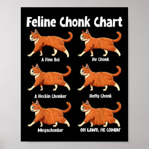 Kattdjur Chonk Chart Funny Tjock Cat Poster