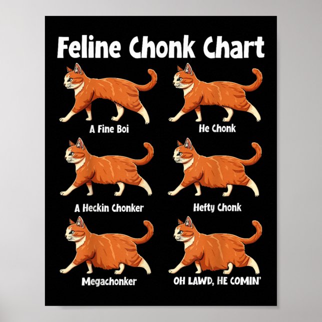 Kattdjur Chonk Chart Funny Tjock Cat Poster (Framsidan)