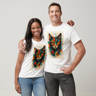 Kattdjur Energy - Abstrakt Cat Expressionist Art T Shirt