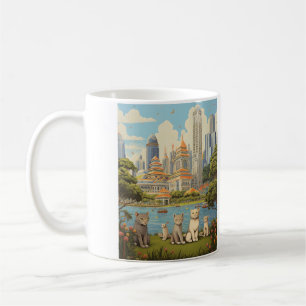 Kattdjur Explorers i Merlion Park, Singapore Kaffemugg