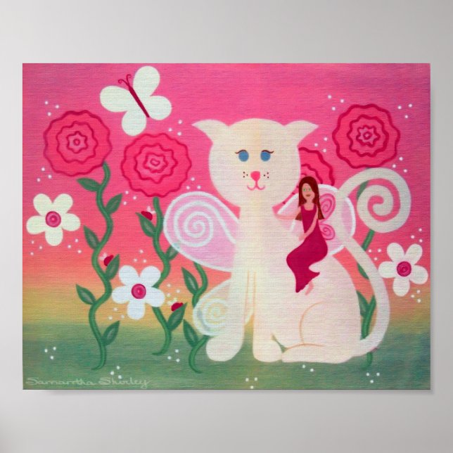 Kattdjur Fairy Friends - 8 x 10 Kattunge Kids Art Poster (Framsidan)