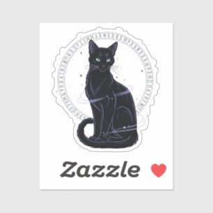 Kattdjur Familiar - Gothic Black Cat with Runes Klistermärken