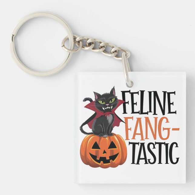 Kattdjur Fang-tastic Halloween Vampire Cat Design (Framsidan)