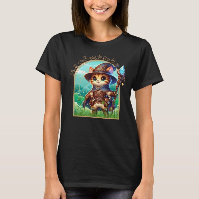 Kattdjur Fantasy Äventyr T Shirt (Framsida)