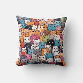 Kattdjur Fantasy: Cute Anime Cats Galore Kudde