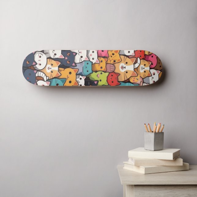 Kattdjur Fantasy: Cute Anime Cats Galore Mini Skateboard Bräda 18,5 Cm (Väggkonst (Horz))