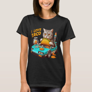 Kattdjur Fiesta I kärlek Taco T Shirt