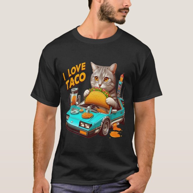 Kattdjur Fiesta I kärlek Taco T Shirt (Framsida)