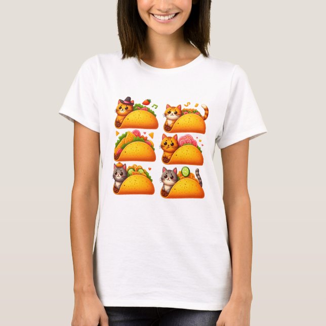 Kattdjur Fiesta i Taco T Shirt (Framsida)