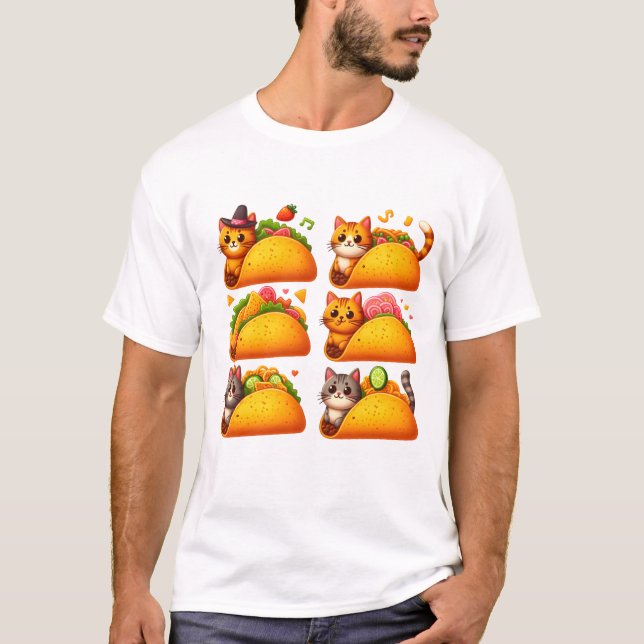 Kattdjur Fiesta i Taco T Shirt (Framsida)
