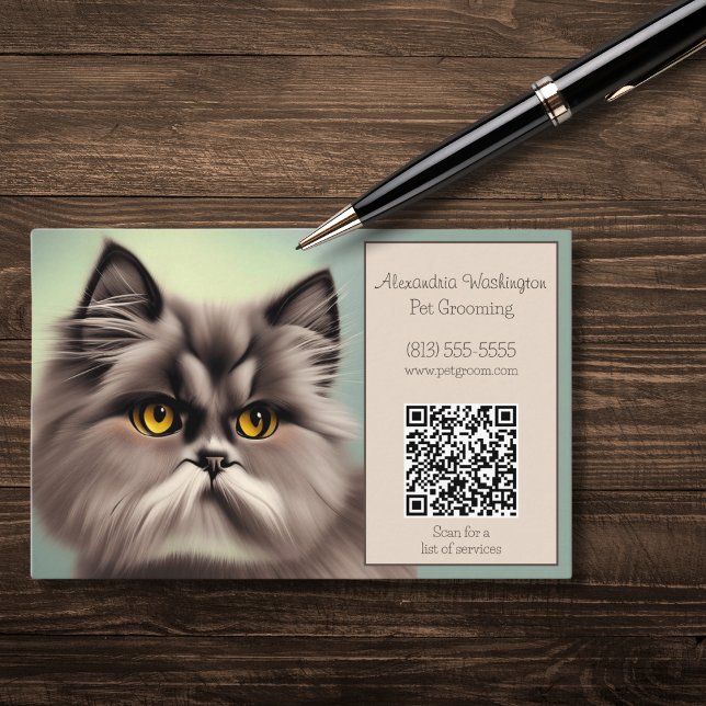 Kattdjur för elegant med QR-kod Visitkort (Skapare uppladdad)