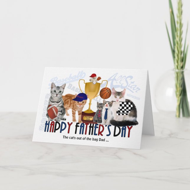Kattdjur för rekreation i Pappa vid Fars dag Kort (Framsida)
