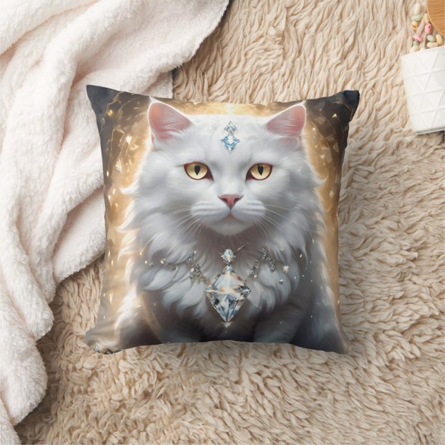 "Kattdjur Fortune: Diamondroppad diva" Kudde (Filt)