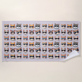 Kattdjur Frenzy Light Lila Cat Theme Beach Towel