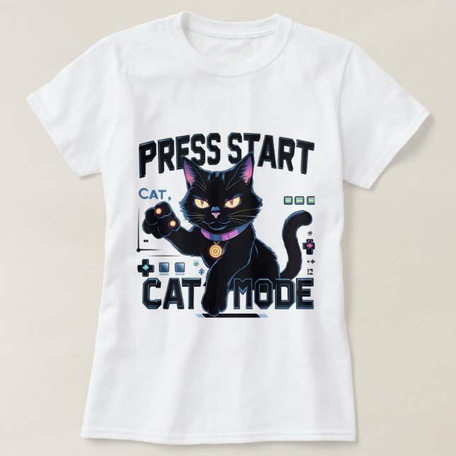 Kattdjur Gamer | Speldesign för Cute Kattunge T Shirt (Design framsida)