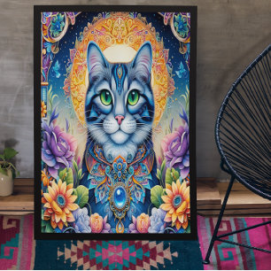 Kattdjur Gaze: Emerald-Eyed Cat Poster