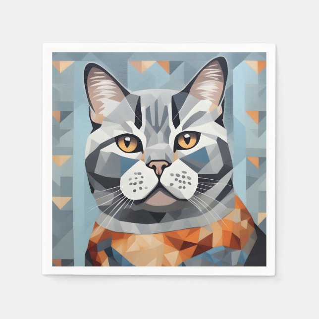 Kattdjur Geometry British Shorthair Pappersservett (Framsidan)