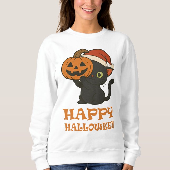 Kattdjur Halloween Sweater for Cat Lovers T Shirt (Framsida)