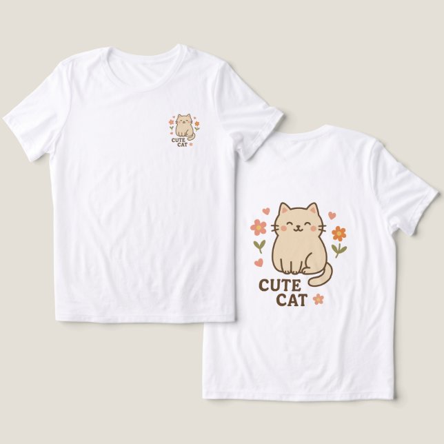 Kattdjur i Bloom T Shirt (Design fram och bak)