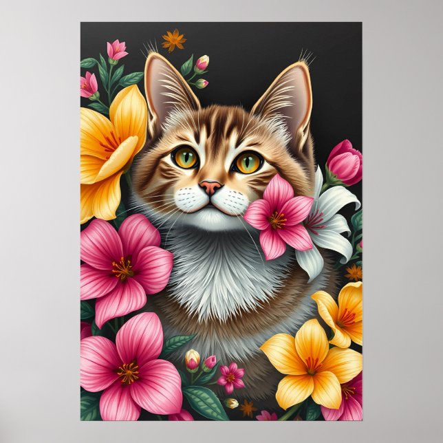 Kattdjur i Fullt Bloom Poster (Framsidan)