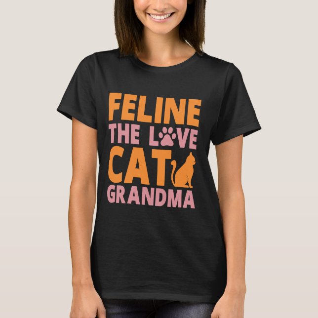 Kattdjur Kärlek Cat Grandma T Shirt (Framsida)
