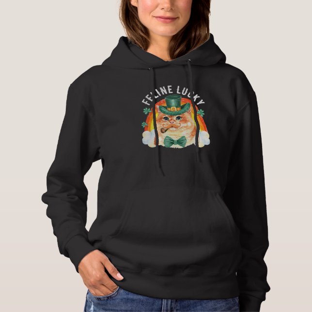Kattdjur Lucky St patricks day Funny Leprechaun Ca T Shirt (Framsida)