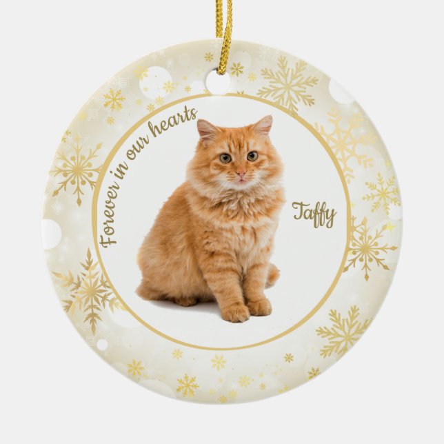 Kattdjur minnesornament julgransprydnad keramik (Framsidan)