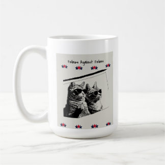 Kattdjur mot Felons. Vit Kaffemugg