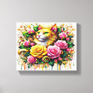Kattdjur nära en bloom Vibrant Blommigt 10x8 Canvastryck
