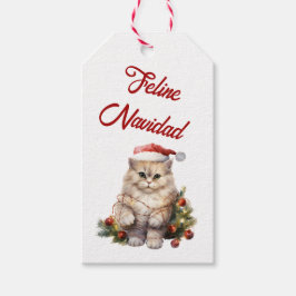 Kattdjur Navidad Cat Gift-Märkre Presentetikett