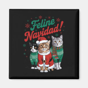 Kattdjur Navidad Funny Kat jul Helgdag Julafton Sa Magnet