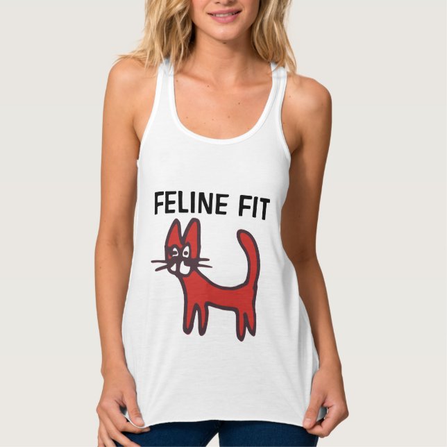 KATTDJUR PIT CAT LOVER WORKOUT T-Shirts Linne Med Racerback (Framsida)