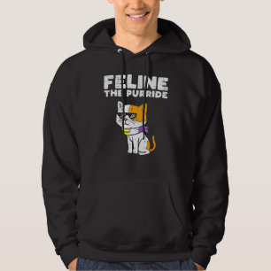 Kattdjur Purride Cat Lgbtq icke-binär Flagga Gende Hoodie