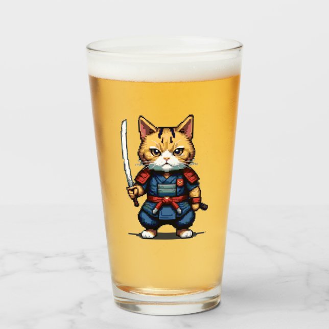 Kattdjur Samurai Warrior Glaskopp (Framsida fylld)