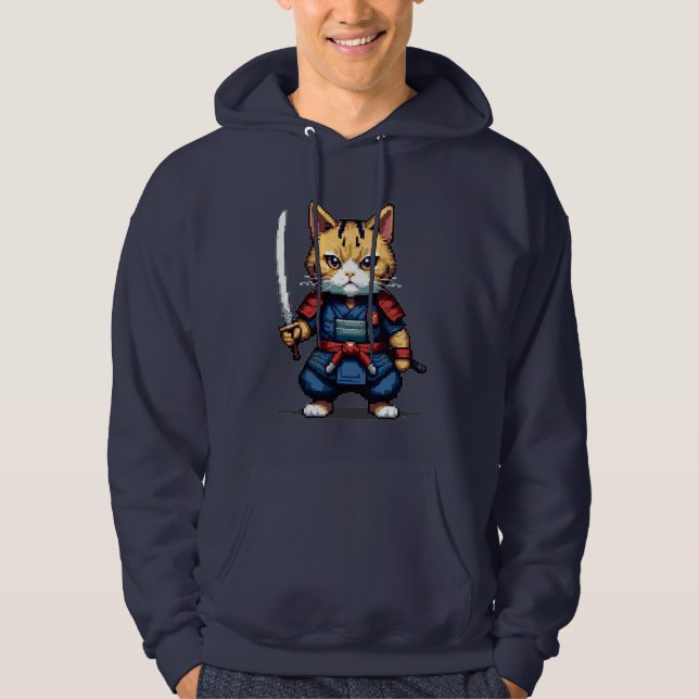 Kattdjur Samurai Warrior Hoodie (Framsida)