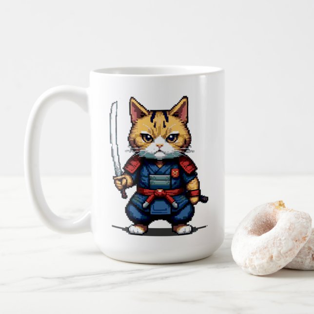 Kattdjur Samurai Warrior Kaffemugg (Med munk)