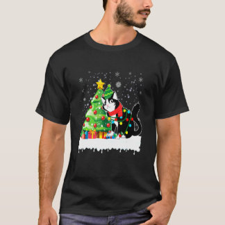 Kattdjur som bär julgran hatt Claus T Shirt
