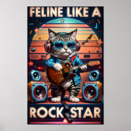 Kattdjur som en Rockstjärna Poster