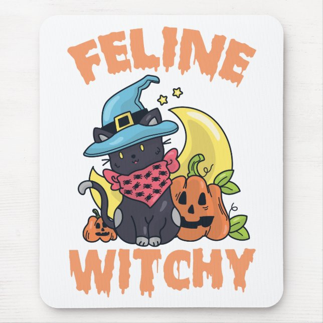 Kattdjur Witchy Funny Spooky Halloween Cat Kitten Musmatta (Framsidan)