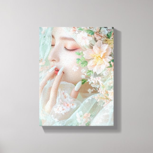 Kattdjur Woman - Snyggt Digital Art Canvastryck (Framsida)