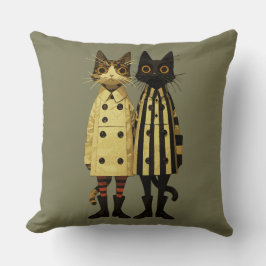 Kattdjuren mode - Quirky Cat in Jacka & Boots Kudde