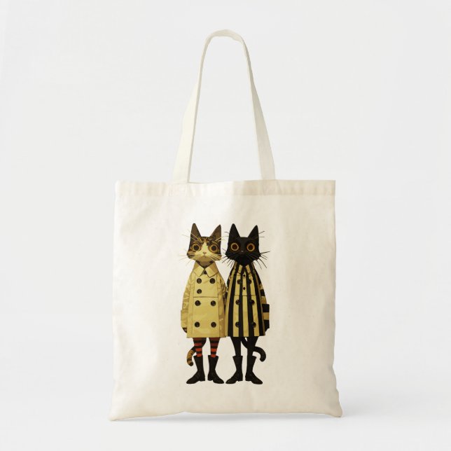 Kattdjuren mode - Quirky Cat in Jacka & Boots Tygkasse (Framsidan)