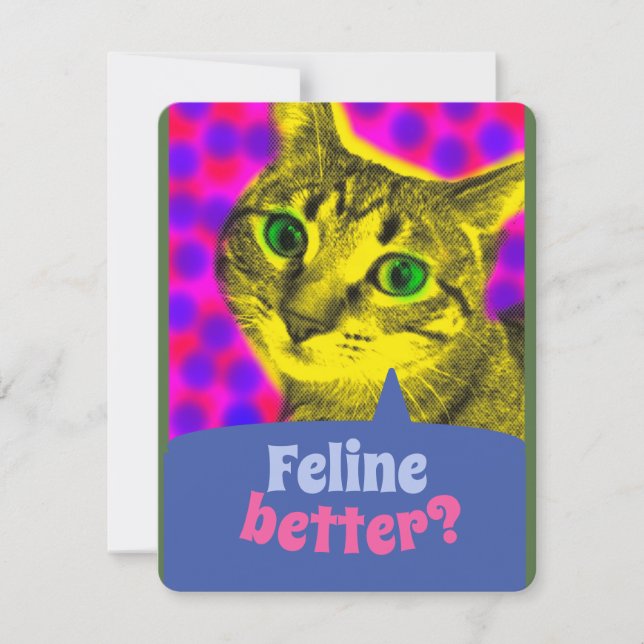 Kattdjuret bättre? GET WELL CARD cheer Marilyn cat Tack Kort (Framsida)