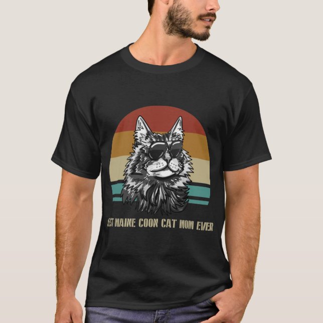 Kattdjuret Best Maine Coon Cat Mamma någonsin Vint T Shirt (Framsida)