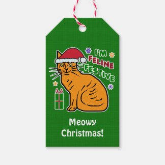 Kattdjuret Festive Helgdag Pun Presentetikett