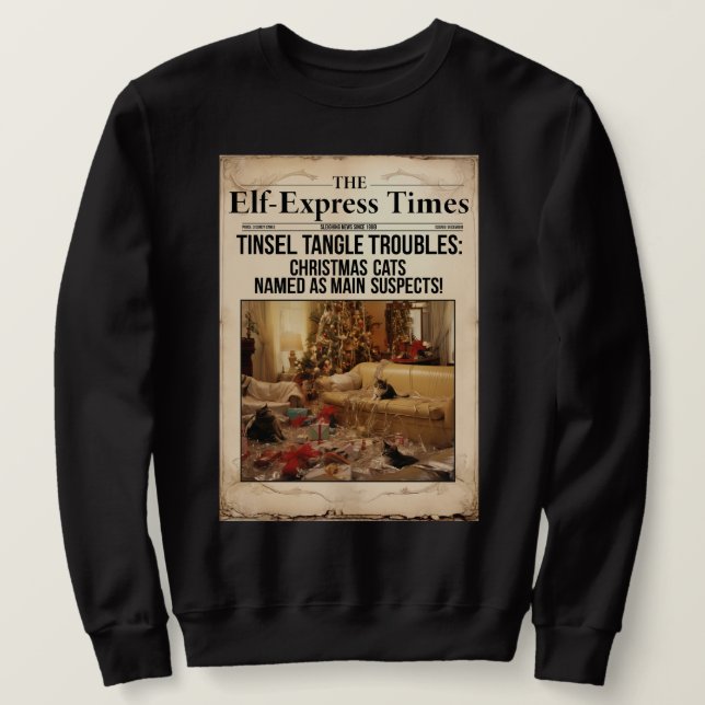 Kattdjuret Festive: Ultimate Man's jul Cat Lång Ärmad Tröja (Design framsida)