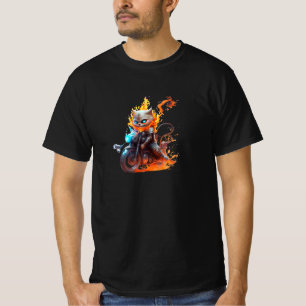 Kattdjuret Flamriding: Inferno Ghost Cat Rider T Shirt