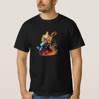 Kattdjuret Flamriding: Inferno Ghost Cat Rider T Shirt