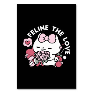 Kattdjuret Kärlek - Cute Valentines kattdesign Bordsnummer